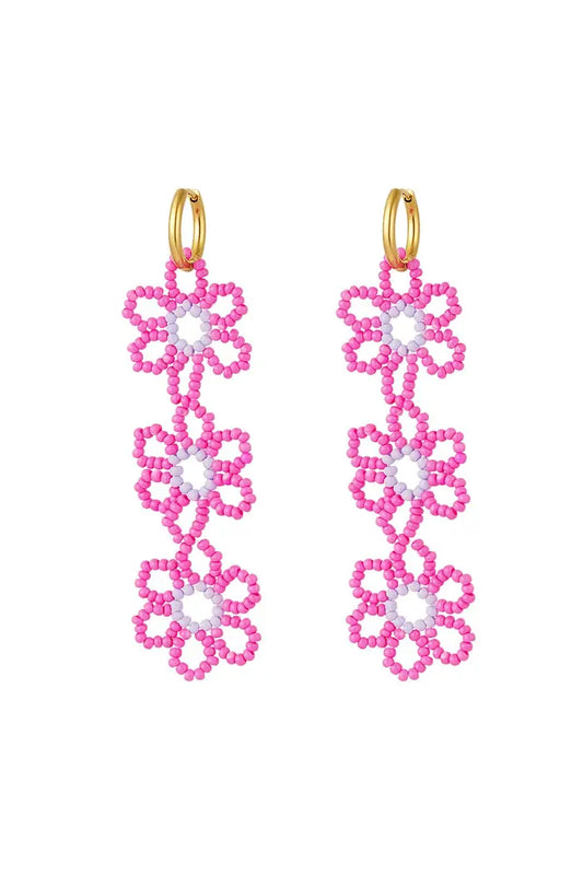 Boucles d'oreilles fleurs rose