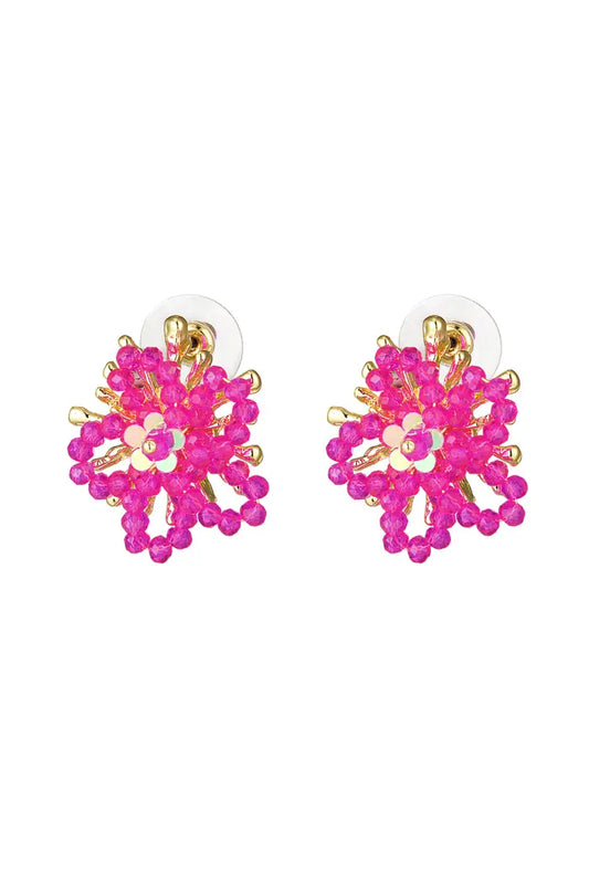 Boucle d'oreille perlée rose