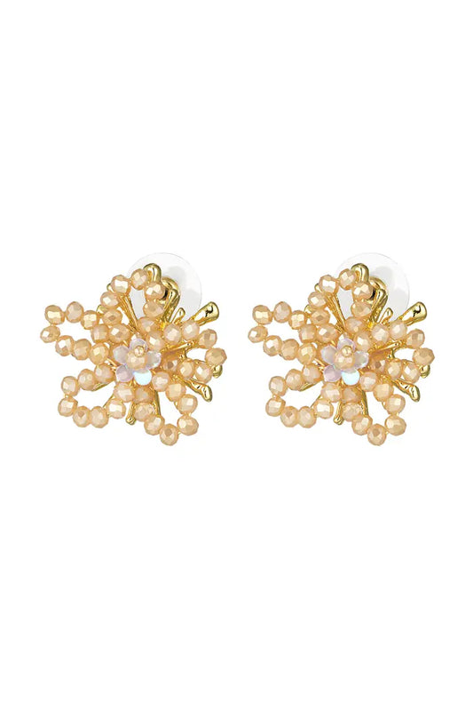 Boucle d'oreille perlée beige